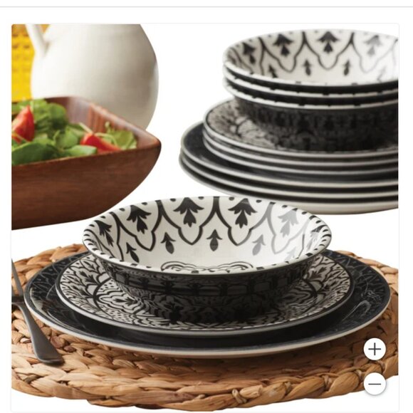 Amazon.com: Dinnerware Sets 12 pcs Black Plates and Bowls  Pandex Melamine 12 piece Dinnerware Set Black Color